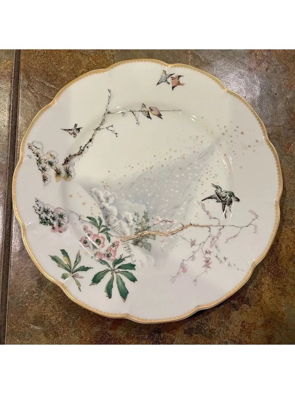 Haviland Limoges “Hiver” Theatre des Saisons Dinner Plate 10” No Flaws Gold Edge